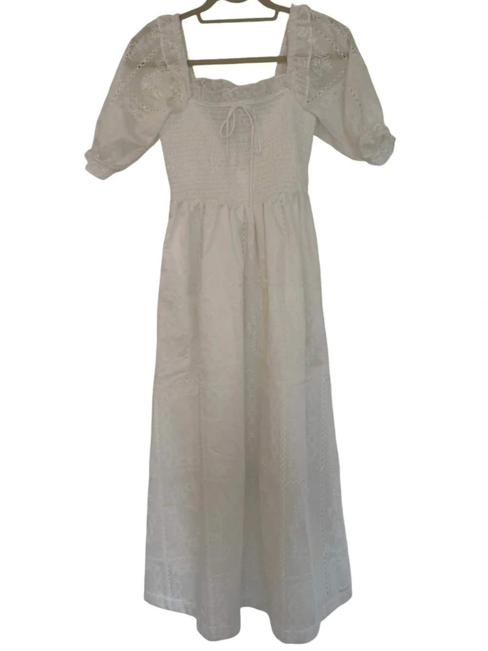 Caroline Constas White Organza Patchwork Smocked Dress - Picture 5 of 14